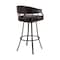 Armen Living Palmdale 30" Swivel Brown Faux Leather and Java Brown Metal Bar Stool 795044878141 - alternate 5